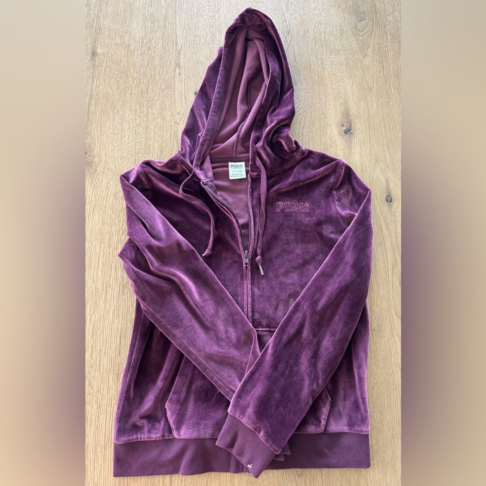 Women’s Pink Velvet Hooded Sweatshirt